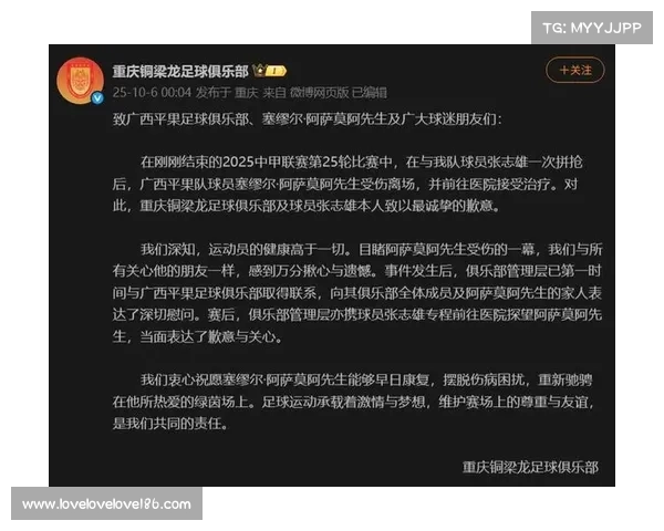 铜梁龙俱乐部为张志雄推人事件致歉并表示将全力配合调查 铜梁龙俱乐部为张志雄推人事件致歉并表示将全力配合调查